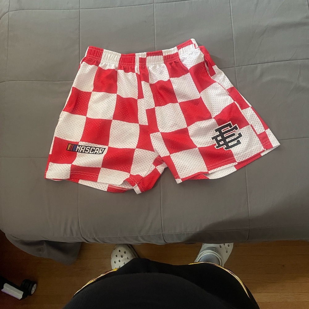 NASCAR Red and White Checkered Men's Athletic Shorts